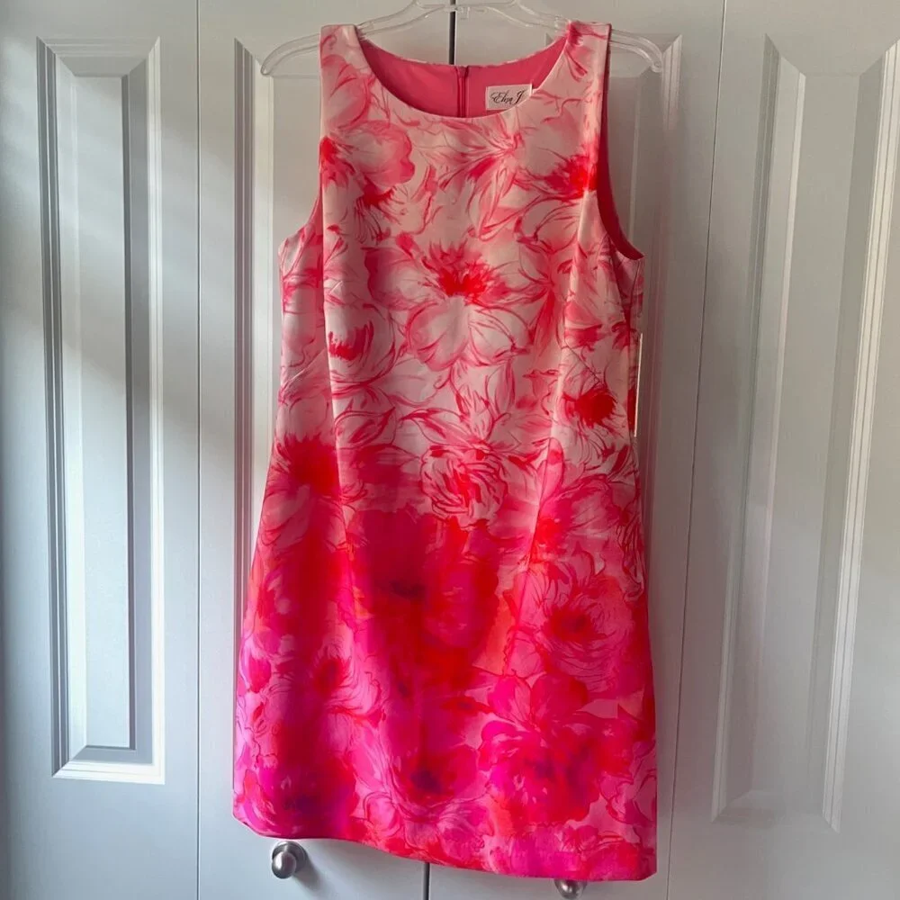 NWT Eliza J Floral Sleeveless Dress, Pink, Size 12
